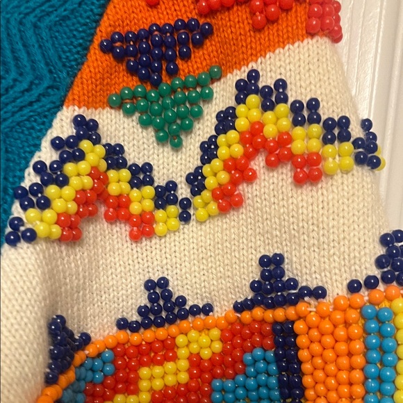 Michael Simon Teal Sweater with Multicolor Accents